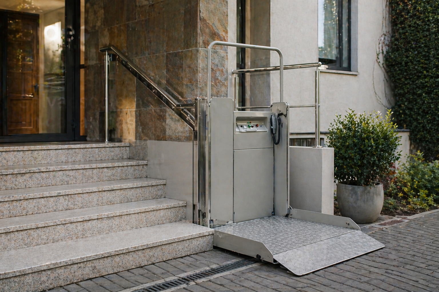 Instalar un salvaescaleras fuera del portal
